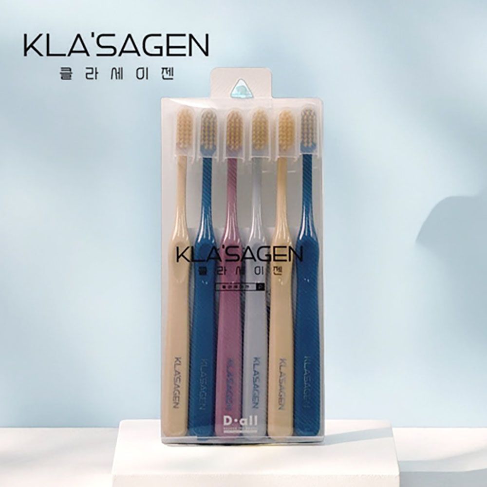 KLA'SAGEN Gold Clean Care Toothbrush 6EA 99.9 Percent Pure Gold Antibacterial Fine Bristles _ Made in Korea